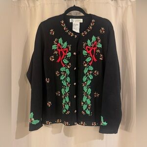 Studio Collection Black Sweater with Gold Vintage Cardigan